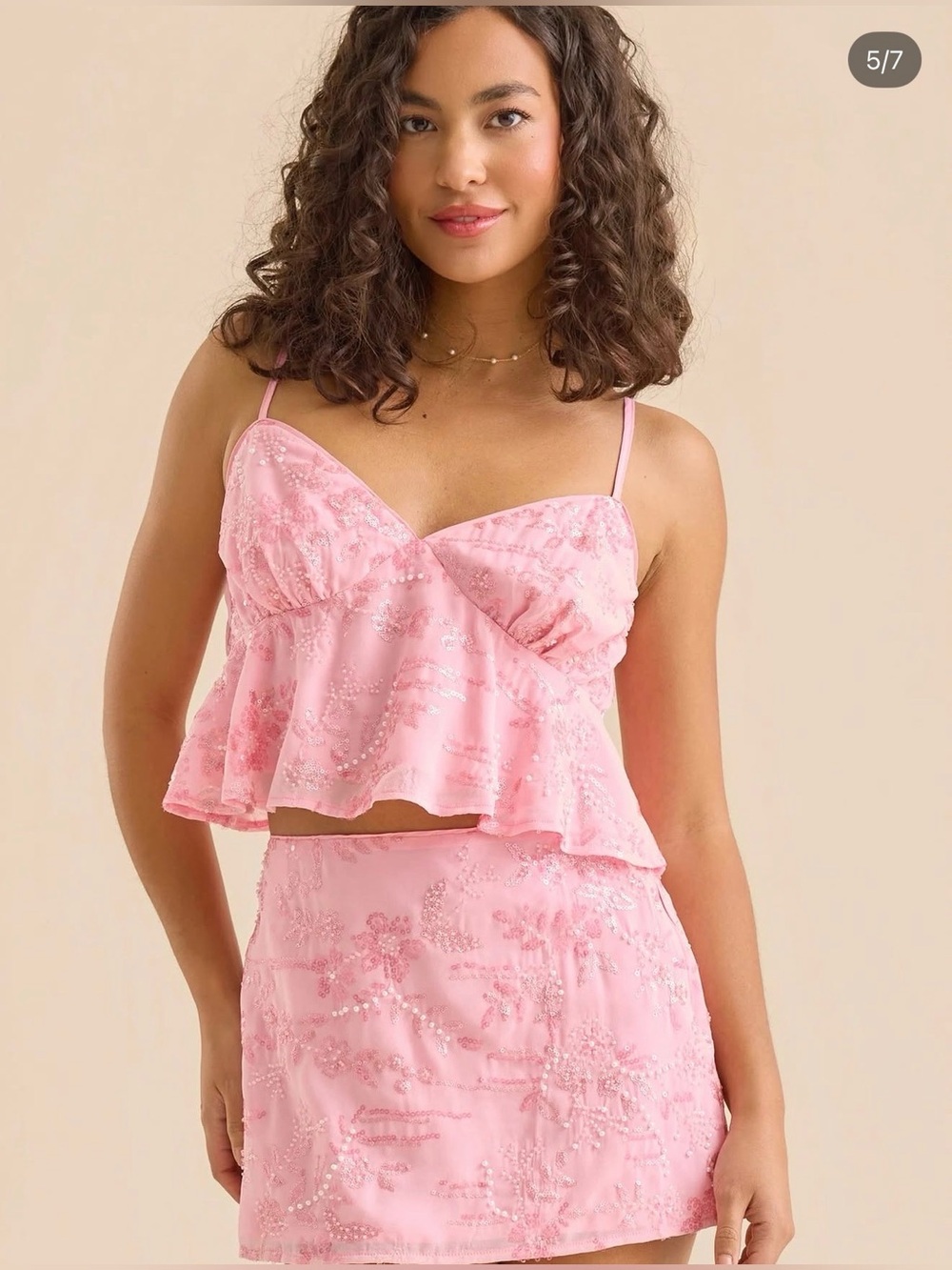 Altar'd State Pink Beaded Mini Skirt